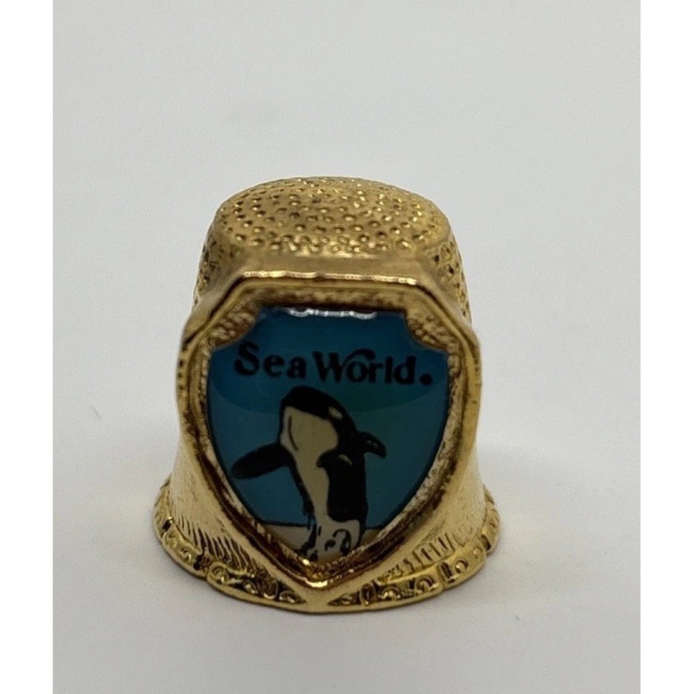 Metal Gold Brass Colored Thimble Sea World‎ Souvenir Shamu Vintage San Diego